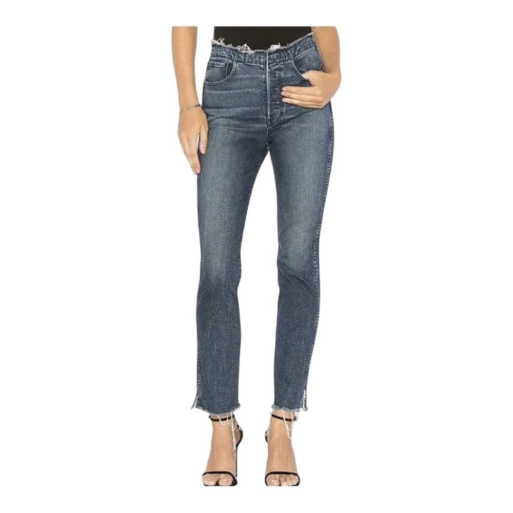 3X1 Frayed Hem Long Jeans Light Wash Button Fly Sz 28 Stella Cut 96 High